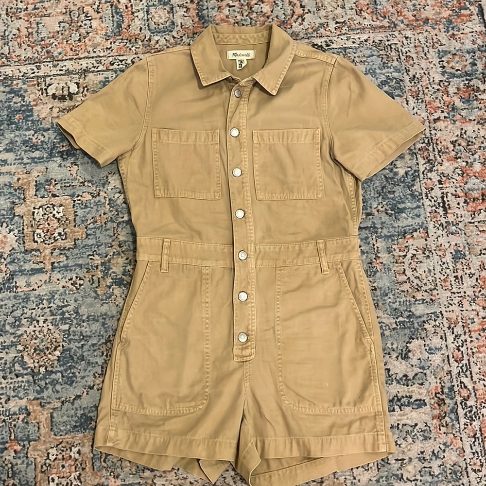 Madewell Khaki Denim Romper